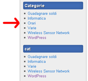 Non mostrare certe categorie nel widget in wordpress