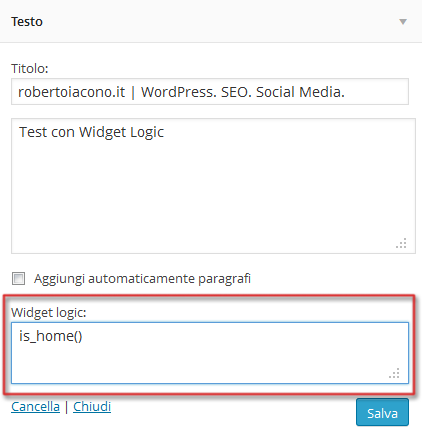 widget logic WordPress